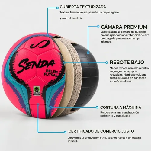 Vista 5 de Senda Belem Balón de Futsal para Entrenamiento Blanco