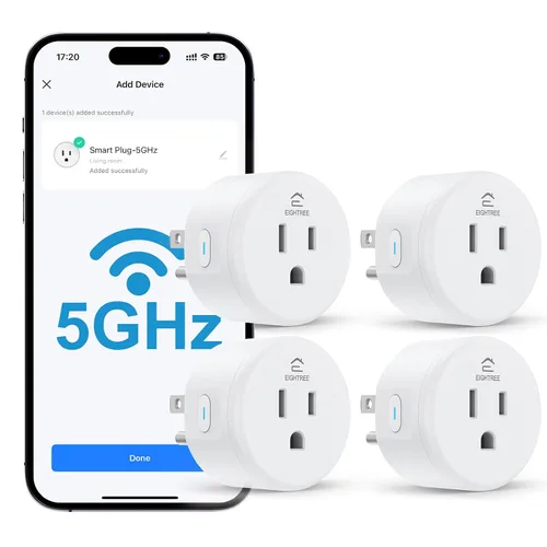 Vista 10 de Enchufe inteligente 5GHz, Enchufe inteligente EIGHTREE compatible con Alexa y Google Home, compatible con WiFi de 5GHz y 2.4GHz, Enchufe inteligente