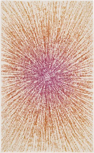 Vista 21 de SAFAVIEH Evoke Collection EVK228J - Alfombra abstracta de estallido de 2'2" x 4', color aguamarina/marfil, no desprende pelusa, alfombra de acento