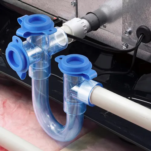 Vista 7 de 1 paquete de trampa de condensado estándar de 3/4 pulgadas con cepillo de limpieza, trampa U de PVC para sistemas HVAC, aire acondicionado, drena