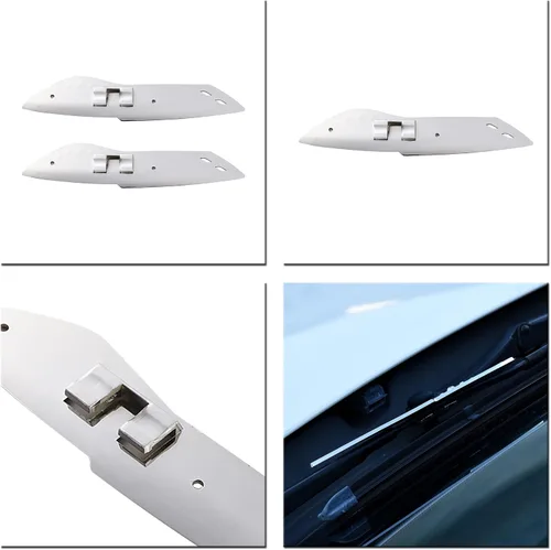Vista 3 de 1 Par Soporte de Limpiaparabrisas de Coche Spoiler de Aleta de Escobilla de Limpiaparabrisas Tabletas de Presión, Todo Plateado