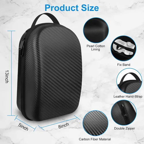 Vista 5 de Linkstyle Funda rígida de transporte compatible con Oculus Quest 2, funda de viaje de realidad virtual para controladores de auriculares