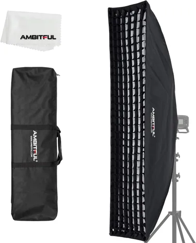 Vista 11 de AMBITFUL FW22x90 - Caja de luz rectangular de 8.7 x 35.4 in/9 x 35 pulgadas con rejilla de nido de abeja, caja de luz rectangular para flash