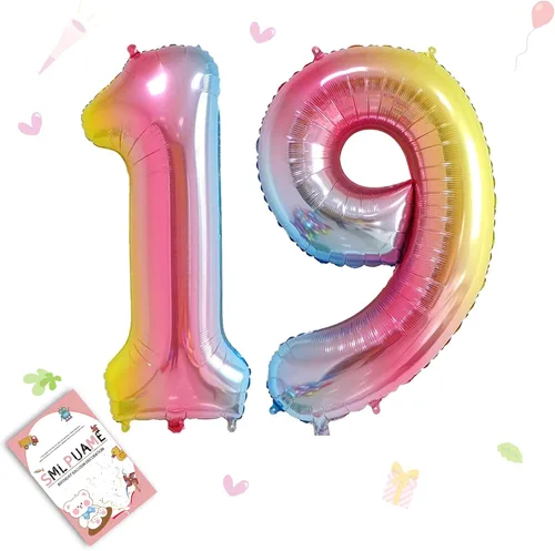 Vista 199 de Globos grandes de 40 pulgadas de números del 0 al 9, globos numéricos para decoración de fiesta de cumpleaños, globos de helio de aluminio