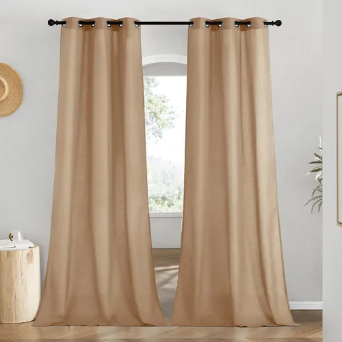 Vista 147 de NICETOWN - Cortinas de lino angora para ventana de cocina sobre el fregadero, con ojales, lino grueso angora, tratamientos cortos para ventanas
