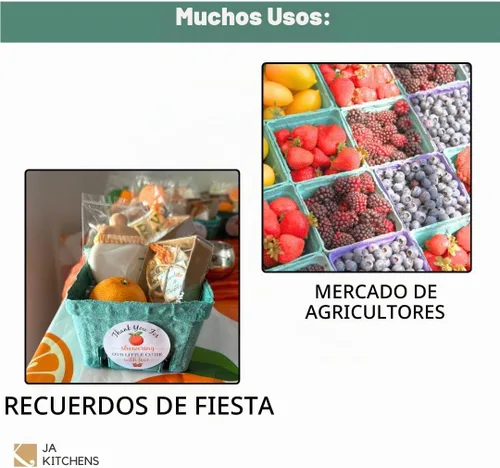 Vista 3 de Baya moldeada verde de la fibra de la pulpa/producto ventiló la cesta de 1 pinta (40 piezas) para la fruta y las verduras