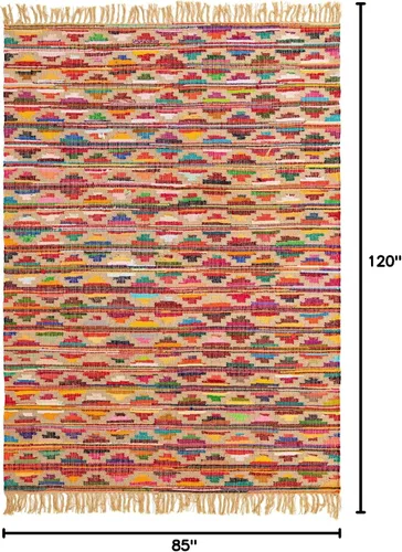 Vista 2 de Unique Loom Chindi Trellis Collection Southwestern, geométrica, moderna, colores brillantes (7 pies x 10 pies, rectangular, multicolor y beige)