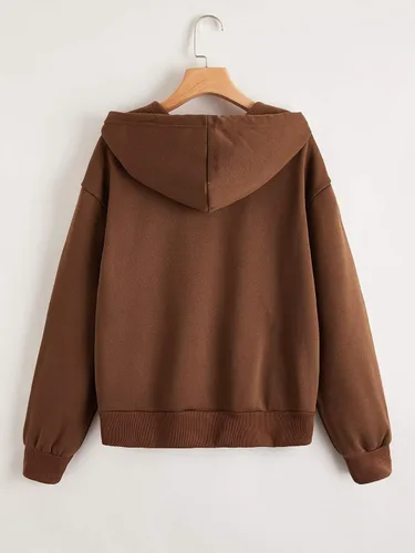 Vista 2 de WDIRARA Sudadera casual de manga larga con capucha y cordón frontal para mujer