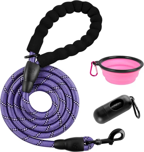 Vista 38 de BARKBAY - Correas para perros grandes, resistentes, de 4/5/6 pies, con cómoda asa acolchada y hilos altamente reflectantes para perros medianos