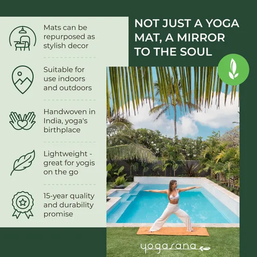 Vista 4 de Yogasana Esterilla de yoga de algodón orgánico, antideslizante, tejida a mano, plegable, alfombra de yoga que proporciona una excelente comodidad