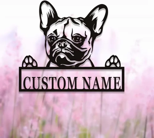 Vista 7 de Letrero personalizado de bulldog francés – Letrero personalizado para perro, arte de pared de metal, regalo conmemorativo para amantes