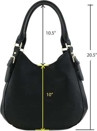 Vista 6 de Bolsa de hobo mediana de piel sintética de 3 compartimentos.