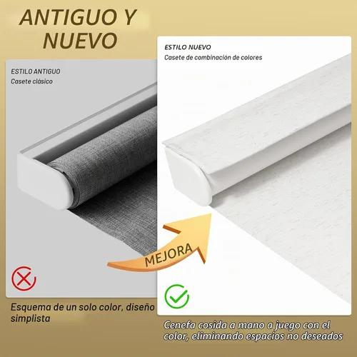 Vista 3 de Boolegon - Persianas enrollables opacas sin cordones para ventanas, color beige, tamaño personalizado Persianas de lino con cenefa, tela aislante