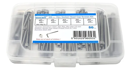 Vista 76 de iexcell Kit de tornillos de cabeza hexagonal de acero inoxidable 304, 100 unidades M2 x 0.157 in, paso de rosca de 0.016 in