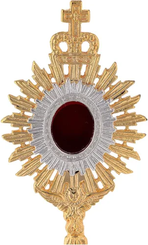 Vista 2 de Holyart Mini Relicario en Latón Dorado h 7.1 in con Corona Real y Rayos