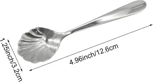 Vista 3 de 2 cucharas para remover con forma de concha 18/10 (304) cucharas de azúcar de acero inoxidable vintage de 4.96 pulgadas para café, té de la tarde