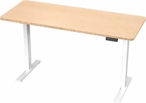 Vista 9 de VIVO Real Bamboo DESK-KIT-1W6O - Escritorio de pie de 60 x 24 pulgadas Parte superior de bambú/marco blanco