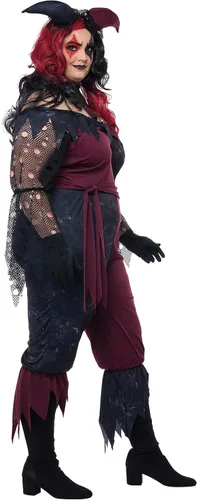 Vista 2 de Disfraz de bufón psicópata de talla grande para mujer