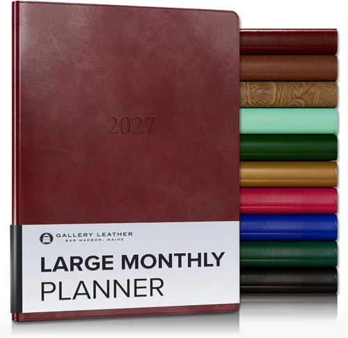 Vista 45 de Gallery Leather Agenda mensual grande 2026-2027 Acadia Navy