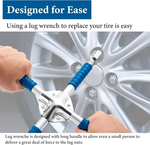 Vista 2 de ETERNA Llave de Tuercas de Cuatro Vías Profesional de 14 pulgadas, Llave en Cruz para Tuercas de Rueda de Automóvil, Llave de Vaso Universal