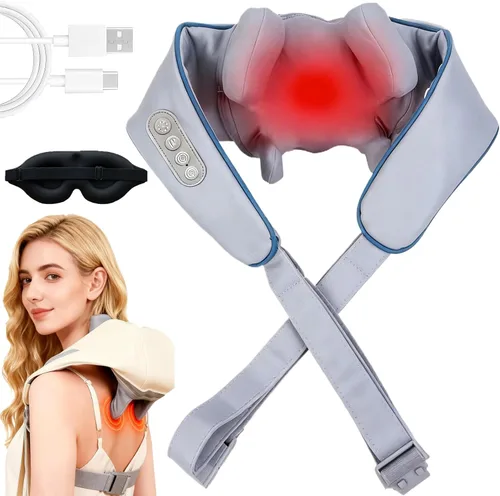 Vista 8 de Therapexa - Masajeador de cuello y hombros, masajeador de cuello y hombros con calor, masajeador inalámbrico de cuello Shiatsu para aliviar el dolor
