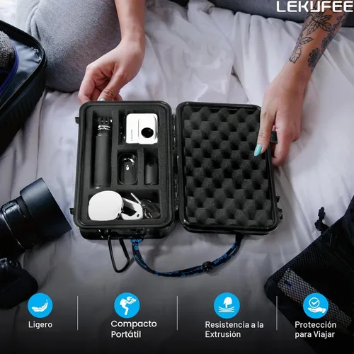 Vista 6 de Lekufee Funda rígida impermeable de viaje para Insta360 GO 3S/3, cámara de acción, cámara de vlogging y accesorios (solo funda)
