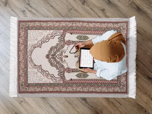 Vista 5 de Tapete de oración islámica de diseño elegante, ideal para regalos de Ramadán y seres queridos