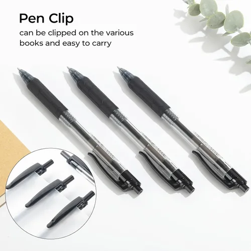 Vista 4 de M&G 12 bolígrafos de gel retráctiles, punta fina de 0.020 in, escritura suave con agarre antideslizante y gran capacidad, bolígrafos de tinta de gel