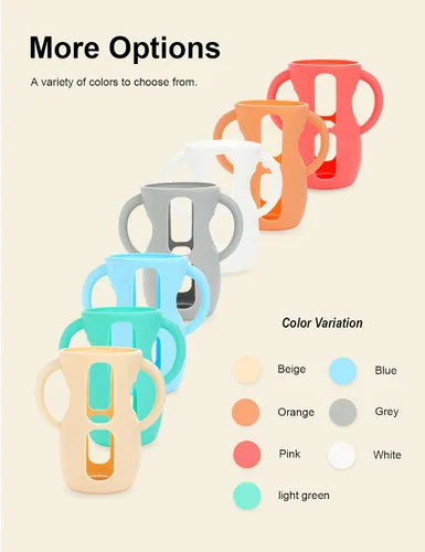 Vista 6 de 2 paquetes de fundas de silicona para biberones de vidrio Philips Avent, fundas para biberones de bebé resistentes a caídas sin BPA con asas A-rosa