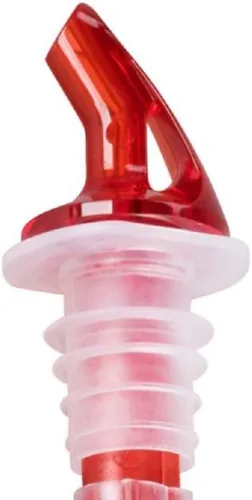 Vista 5 de Soro Essentials - Juego de 12 vertedores de botellas de licor de plástico de 7/8 onzas, boquilla roja, sin cuello, para botellas de alcohol a prueba