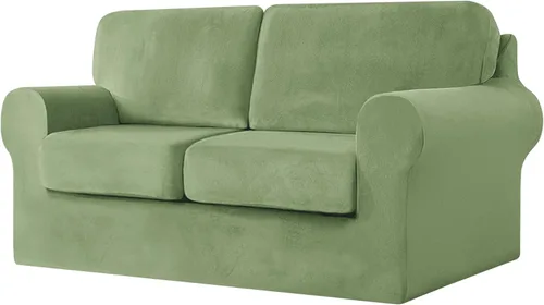 Vista 33 de UNBBRRL Fundas de sofá de 3 piezas para sofá, funda de terciopelo elástico para sillón con 1 funda de cojín de asiento y 1 funda de respaldo