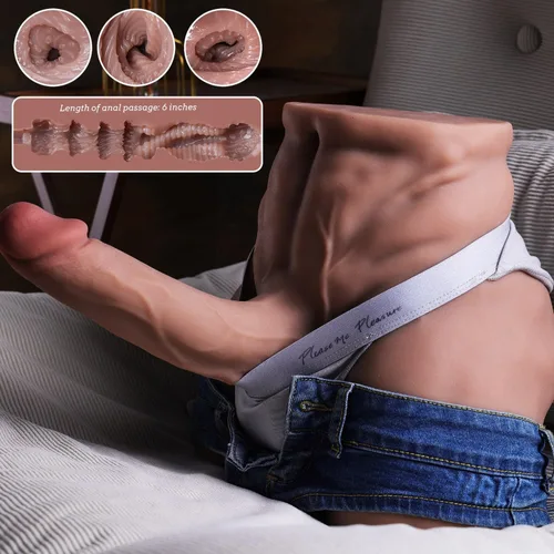 Vista 5 de Muñeca sexual masculina de 20 libras para mujeres con consolador enorme flexible de 9 pulgadas, muñecas sexuales realistas musculosas en 3D con anal