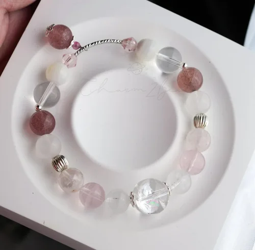 Vista 159 de Precious Gemstone Natural Crystal Healing Bracelet, Rutilated Quartz, Moonstone, Quartz Handmade Original Design Bracelet