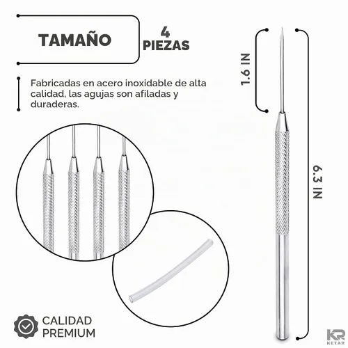 Vista 2 de KETAR 4 puntas de herramientas de cerámica, 6.3 pulgadas, acero inoxidable