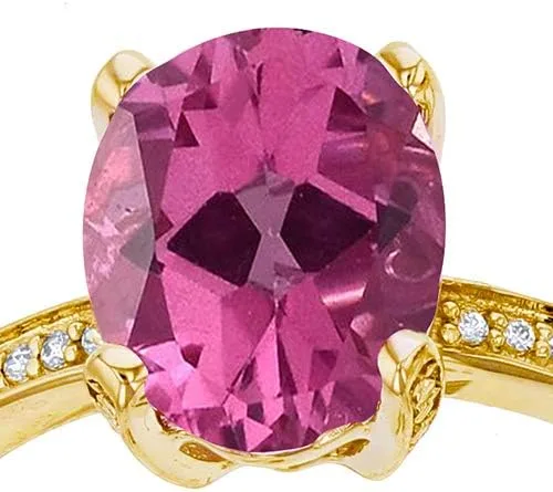 Vista 5 de Anillo de compromiso de plata de ley amarillo de 0.039in de zafiro blanco creado y piedra preciosa ovalada de 10 x 8