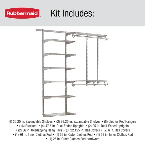 Vista 6 de Rubbermaid, Juego de Lujo para Armario, Color Blanco, de 3 a 6 pies, FG3H8800WHT