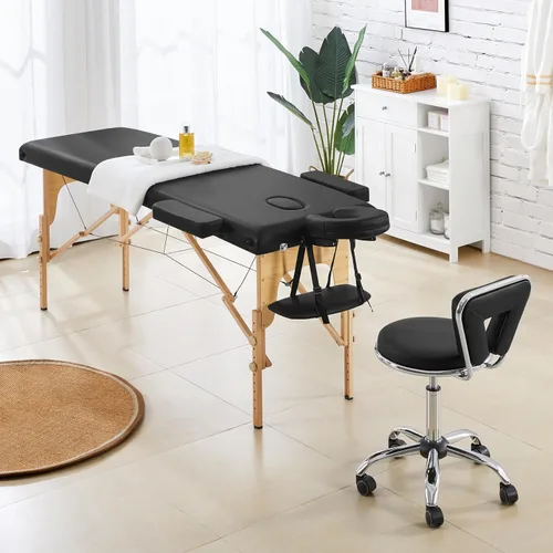 Vista 7 de Yaheetech Nail Tech - Silla con respaldo ajustable, color negro Adjust the seat from 18.3” to 24” for manicure, styling or spa work; five swivel
