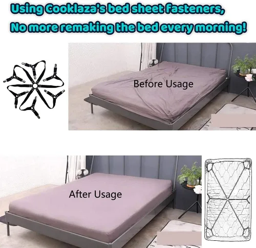 Vista 5 de Correas de sábanas, accesorios de cama ajustables (negro)