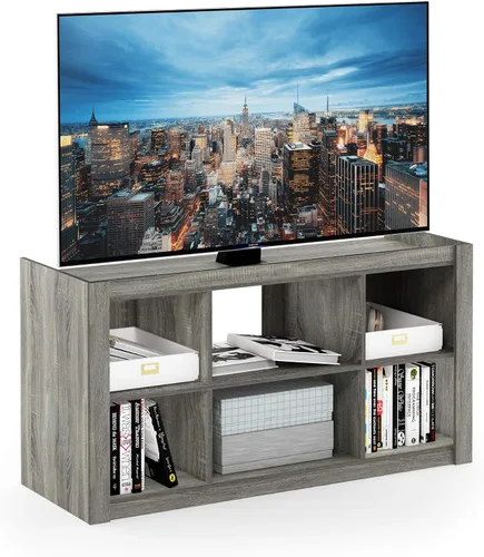 Vista 7 de Furinno Clásico Moderno Soporte de TV para Sala de Estar, Centro de Entretenimiento con Estantes Abiertos, para Televisores de hasta 60 Pulgadas