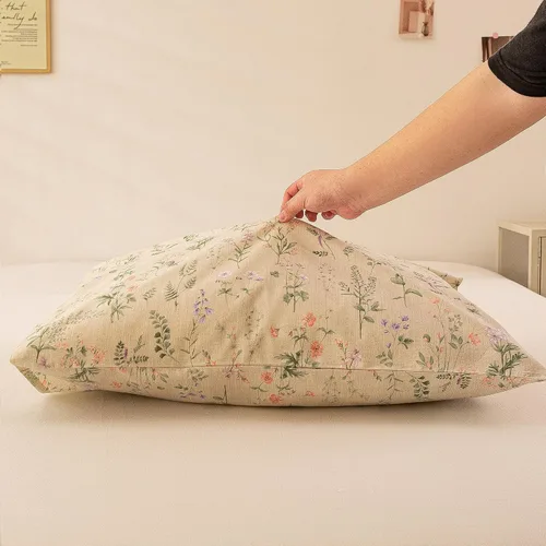 Vista 9 de ECOCOTT Juego de 2 fundas de almohada florales de tamaño estándar, 100% algodón lavado con cierre de sobre, fundas de almohada estampadas de flores