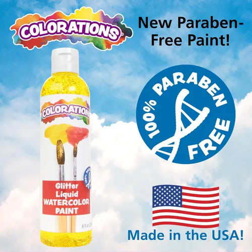 Vista 2 de Colorations Pintura líquida para acuarela sin parabenos, juego de 8 colores vibrantes, 8 onzas líquidas, no tóxica y fabricada en los Estados Unidos