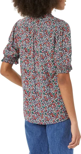 Vista 2 de Tienda Essentials Camisa de sarga fluida para mujer con detalle de bata de manga corta