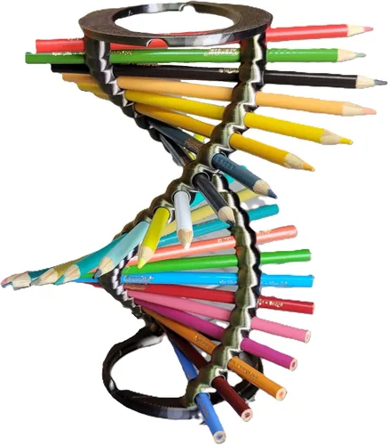 Vista 12 de Znet3D DNA Helix Portalápices – Innovador organizador de escritorio – 9 pulgadas de alto – Capacidad para 23 lápices – Diseño liso de borde redondo