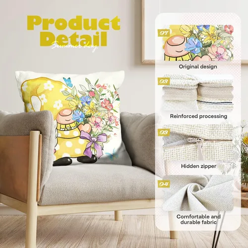 Vista 3 de Onerisly Fundas de almohada de primavera de 18 x 18 pulgadas, fundas de almohada, fundas de almohada de primavera para el hogar, decoración