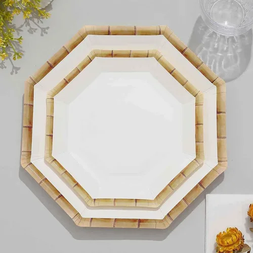 Vista 14 de Efavormart - Paquete de 25 platos de papel decagonal iridiscentes de 7.5 pulgadas, platos de postre geométricos resistentes de 300 GSM para Tipo 3