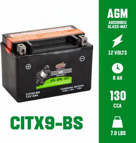 Vista 3 de Interstate Batteries YTX9-BS - Batería de 12 V 8 Ah Powersports 130CCA AGM Recargable Reemplazo para BMW, Honda, Kawasaki motocicletas, cuatrimotos