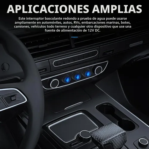 Vista 6 de DaierTek Interruptor basculante redondo impermeable con certificación UL con carcasa de 12 V, interruptor de palanca basculante LED azul iluminado