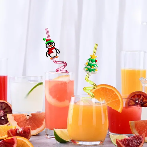 Vista 3 de 24 regalos de fiesta de Navidad, regalos de aula, pajitas de Navidad, regalos para niños y adultos, suministros de fiesta de Navidad con 2 cepillos