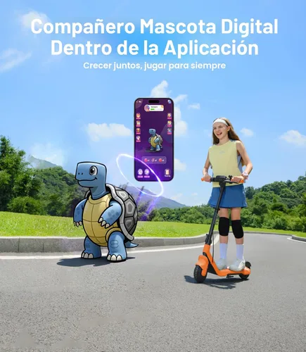 Vista 3 de NAVEE K100 Max/K100 Pro/K100 Electric Scooter for Kids, Adjustable Handlebar/Speed, Digital Pet, Safe Brake, RGB Lights, Lightweight, Riders Up to