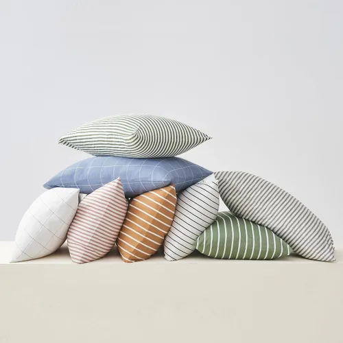 Vista 7 de JELLYMONI - Juego de 2 fundas de almohada de algodón natural 100 % a rayas, tamaño estándar, color blanco con finas rayas negras impresas